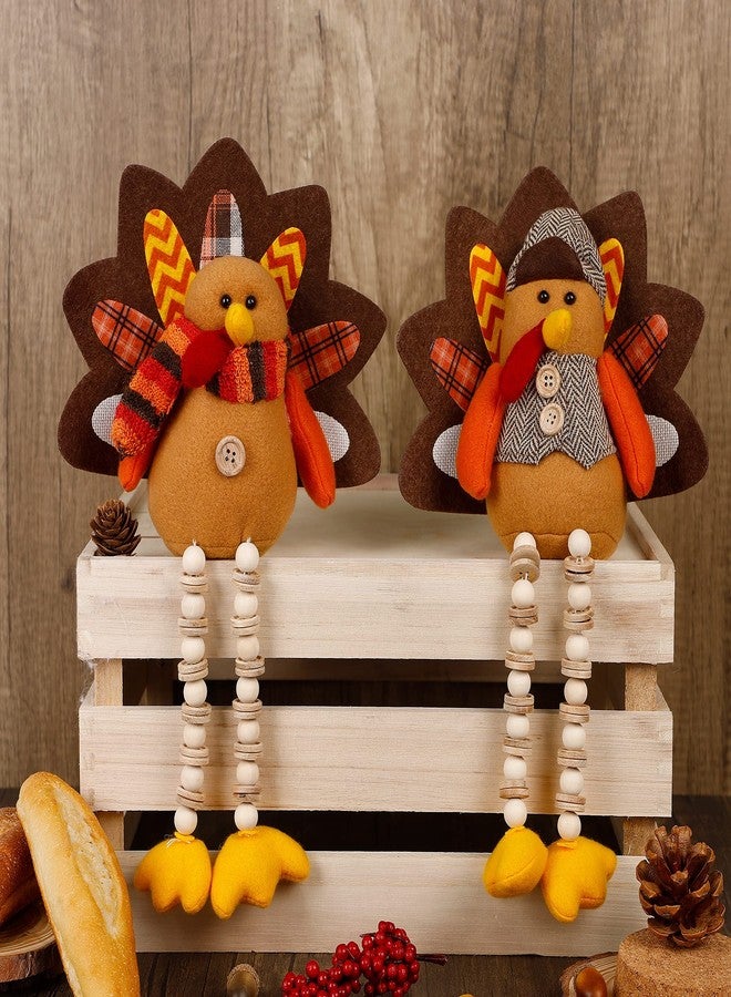 Biswing Thanksgiving Decoration Tabletop Standing Turkey Couple with Dangling Legs, 2 Pack Plush Stuffed Turkeys Shelf Sitters Figurine Gift for Autumn Fall Harvest Halloween Home Table Decorations - Image 5